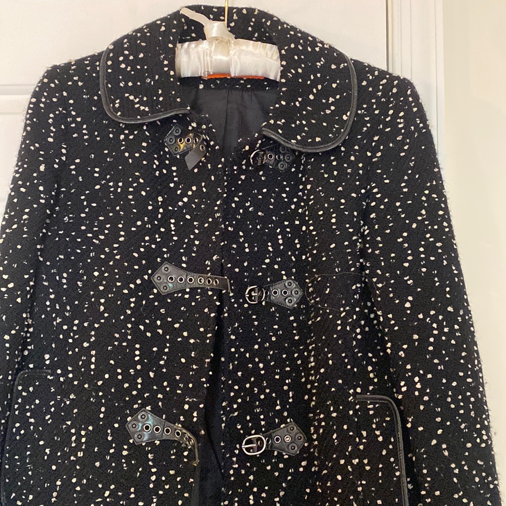 Knee Length Coat Cynthia Steffe Leather Trims And Buckles.Amazing And Elegant-